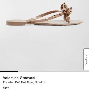 Valentino Garavani Nude Rockstud Thong Sandals